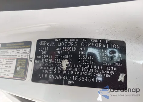 2014 Kia Sedona Ex from USA, damaged, VIN KNDMH4C71E6546417